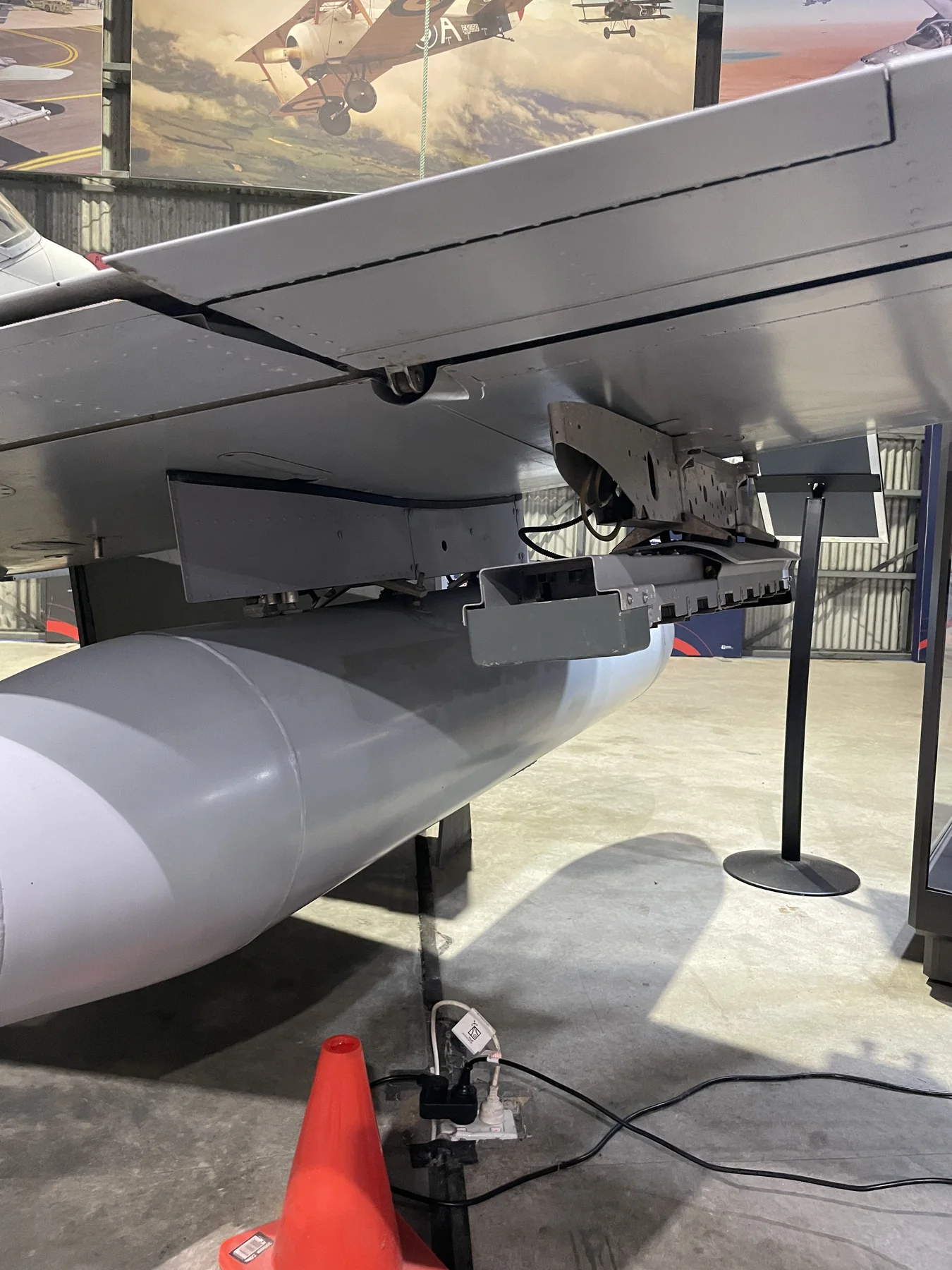 PC-9 underwing hardpoint and mounting assembly in the hangar